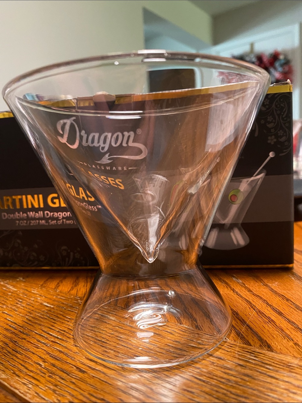 Clear Glass Martini Glasses - Set of 3 glasses Dragon Drink Bar